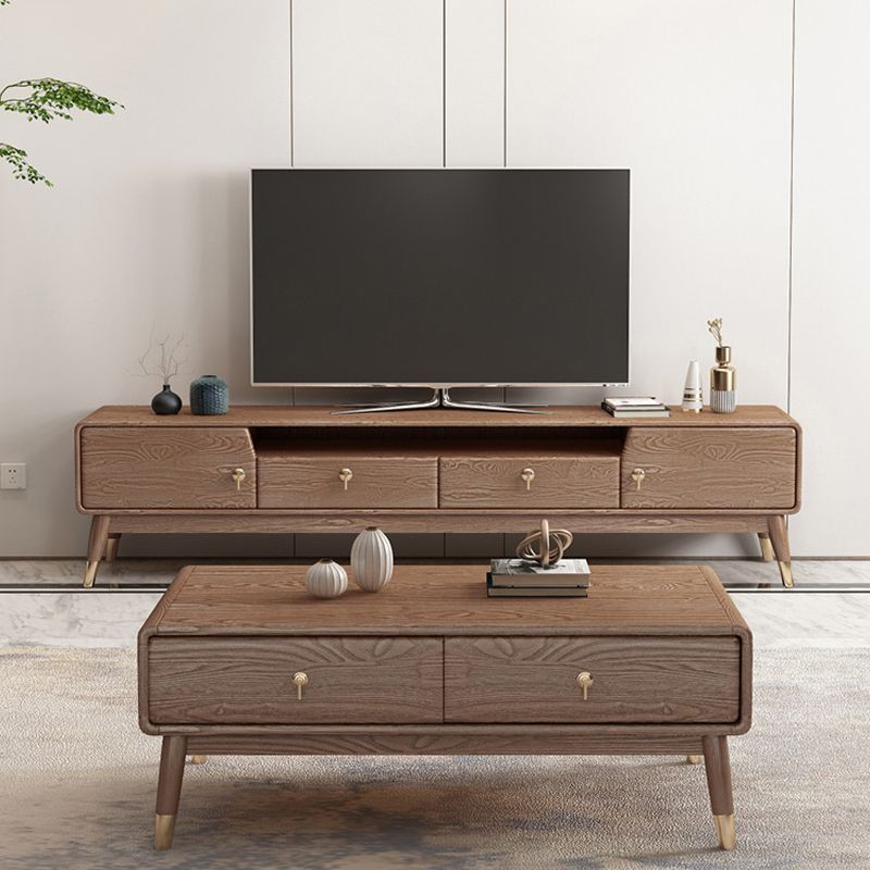 Solid Wood TV Media Console Scandinavian Stand Console with Drawers Clearhalo 'furn' 'furn_tv_stands_entertainment_centers' 'Furniture' 'Living Room Furniture' 'TV Stands & Entertainment Centers' 'TV Stands & Media Storage Furniture' 'tv_stands_entertainment_centers' 1200x1200_038d2aa7-55c5-42c5-b007-f22584ed9e10