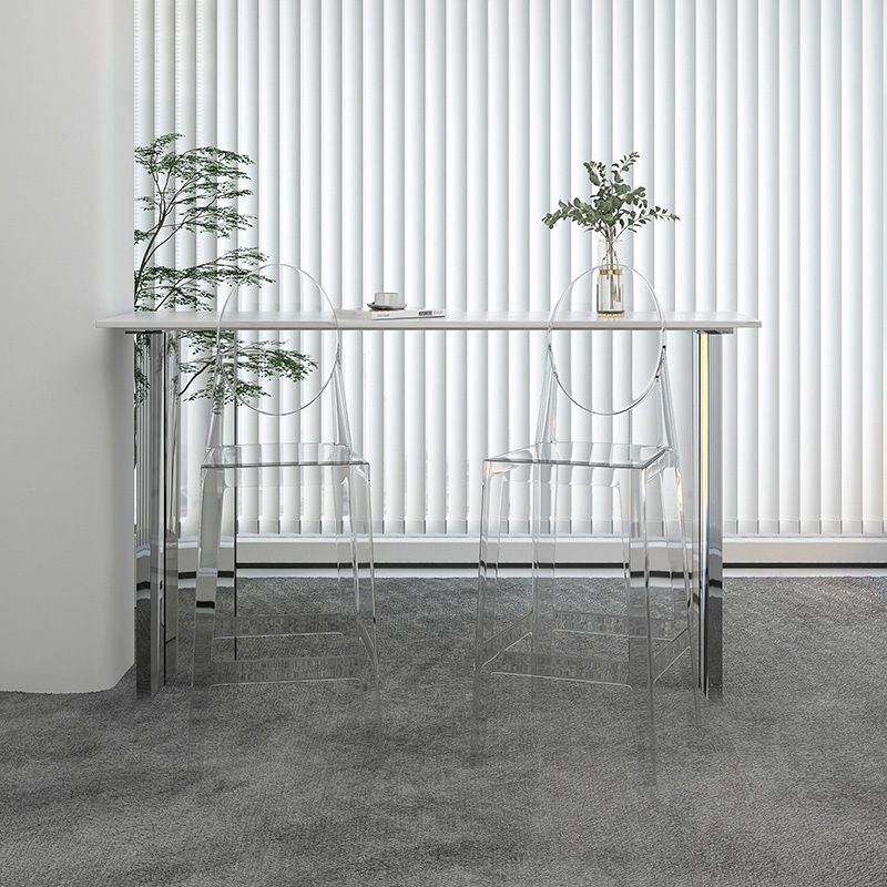 モダンな1/2/3ピースバーテーブルセット長方形の石のカウンターテーブルとアクリルスツール