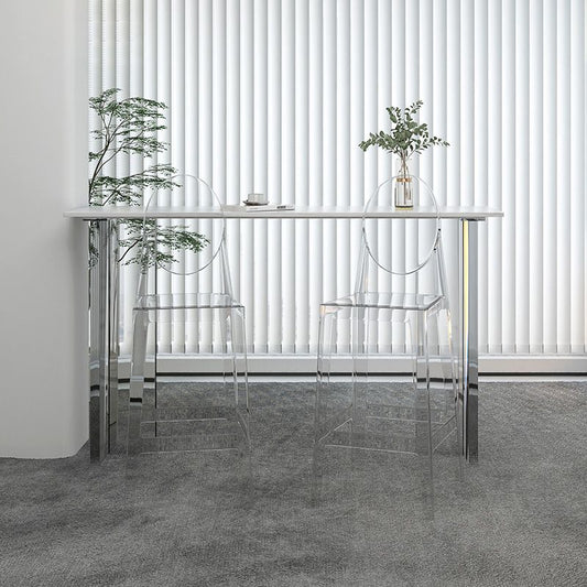 Modern 1/2/3 Pieces Bar Table Set Rectangle Stone Counter Table with Acrylic Stools Clearhalo 'Bar Furniture' 'furn' 'furn_home_bar_bar_sets' 'Furniture' 'Home Bars & Bar Sets' 'home_bar_bar_sets' 'Kitchen & Dining Furniture' 1200x1200_038fb82e-e2f0-4033-88ef-0a9c09310f59