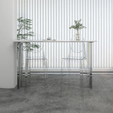Modern 1/2/3 Pieces Bar Table Set Rectangle Stone Counter Table with Acrylic Stools Clearhalo 'Bar Furniture' 'furn' 'furn_home_bar_bar_sets' 'Furniture' 'Home Bars & Bar Sets' 'home_bar_bar_sets' 'Kitchen & Dining Furniture' 1200x1200_038fb82e-e2f0-4033-88ef-0a9c09310f59