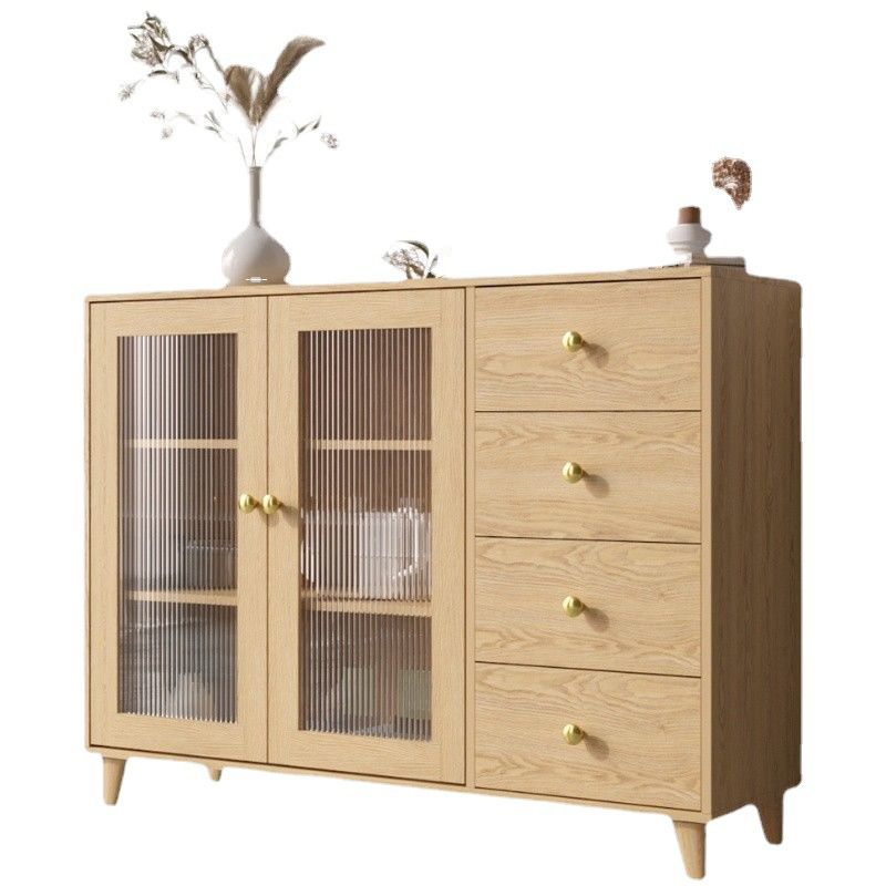 Server di porte di vetro contemporanee di credenza in legno con armadi e cassetti