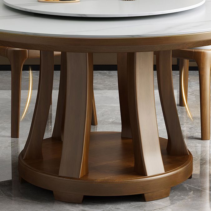 Sintered Stone Dining Table Round Dinner Table with Rubberwood Base for Dining Room Clearhalo 'Dining Tables & Seating' 'Dining Tables' 'dining_table' 'furn' 'furn_dining_table' 'Furniture' 'Kitchen & Dining Furniture' 1200x1200_03923444-3d1a-4129-844b-fe91c315c032
