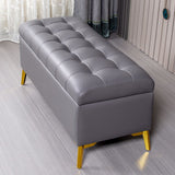 Glam Pouf Ottoman PU Leather Upholstered Solid Color Tufted Square Ottoman with Storage