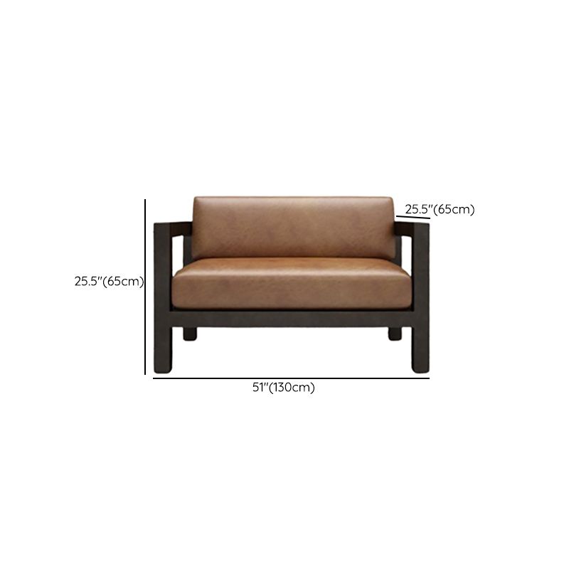 Divano in pelle marrone contemporanea con piazza nera in ferro per appartamento