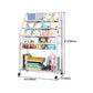 White Bookshelf Contemporary Style Bookcase for Study Room with Casters