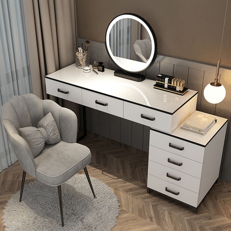 Modern Dressing Table Bedroom Stone Lighted Mirror Make-up Vanity Clearhalo 'Bedroom Furniture' 'furn' 'furn_makeup_vanities' 'Furniture' 'Makeup Vanities' 'makeup_vanities' 1200x1200_0394dd9e-e6ce-4f71-813f-57c2d2227a28