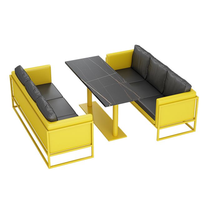 Industrial Sintered Stone Dinner Room Kitchen Table Black Top Table with Yellow Frame Clearhalo ' dining_table' 'Dining Tables & Seating' 'Dining Tables' 'furn' 'furn_dining_table' 'Furniture' 'furniture_dining_table' 'Kitchen & Dining Furniture' 'kitchen&dining_furn' 'kitchen' 'kitchen_dining_table' 1200x1200_0397fc12-cfcc-401e-93c8-7f2ccebecf7a