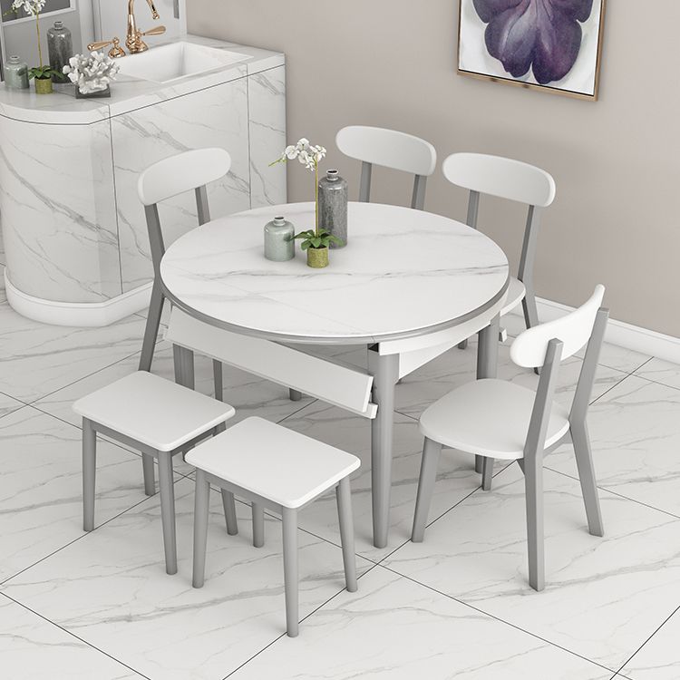 Slate and Wood Table Contemporary Retractable Round Dining Table Clearhalo 'Dining Tables & Seating' 'Dining Tables' 'dining_table' 'furn' 'furn_dining_table' 'Furniture' 'Kitchen & Dining Furniture' 1200x1200_0399fe4d-db5e-4ae7-b4df-a4e035ce7b32