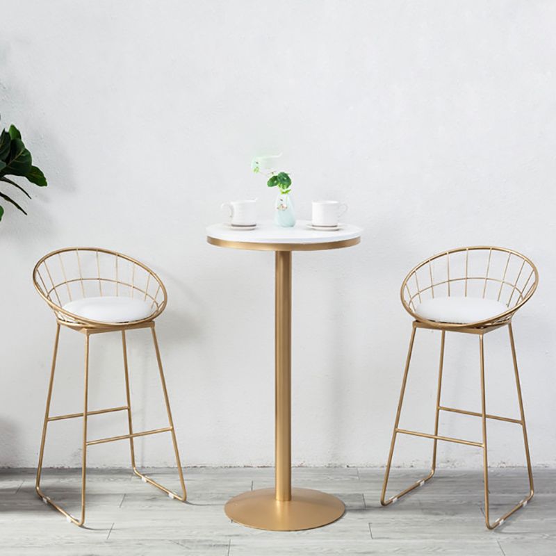 Coffee Shop Scandinavian Bar-stool Metal Bucket Footrest Counter-height Stool