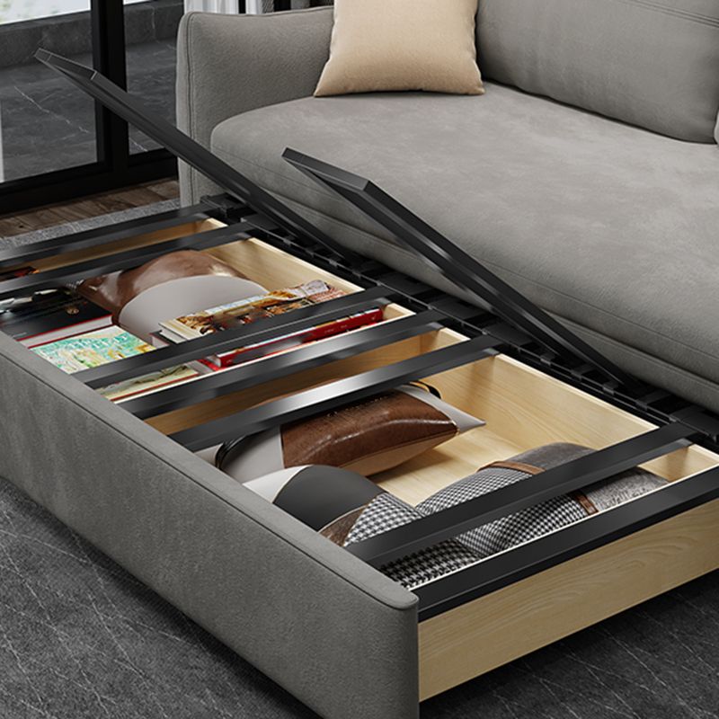 Contemporary Fabric Sofa Bed 34.65"H Square Arm Sofa Bed with Bolster Pillows,Gray Clearhalo 'furn' 'furn_sofas' 'Furniture' 'furniture_sofas' 'kitchen' 'kitchen_sofas' 'Living Room Furniture' 'Sofa' 'sofas' 1200x1200_039af7e9-d4ca-45d6-a341-c0a746cb11a7