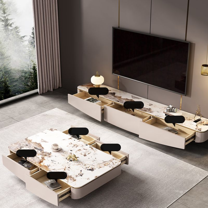 Glam TV Console Stone Media Console Enclosed Storage with Drawers for Living Room Clearhalo 'furn' 'furn_tv_stands_entertainment_centers' 'Furniture' 'Living Room Furniture' 'TV Stands & Entertainment Centers' 'TV Stands & Media Storage Furniture' 'tv_stands_entertainment_centers' 1200x1200_039b364c-2b2d-4f9b-964d-04346784c146