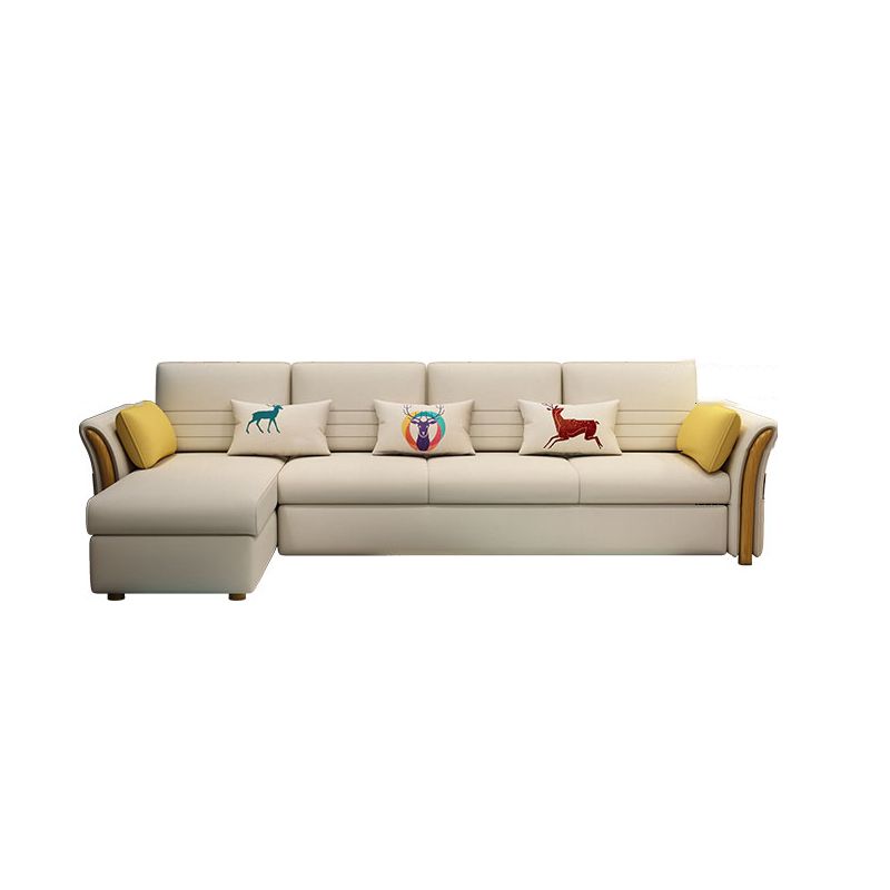 Cotton Blend and Faux Leather Convertible Sectionals Sofas with Storage in Yellow Clearhalo 'furn' 'furn_sectionals' 'Furniture' 'furniture_sectionals' 'kitchen' 'kitchen_sectionals' 'Living Room Furniture' 'Sectionals' 1200x1200_039de716-9d5a-4f12-ace8-d9708dc3d9d1