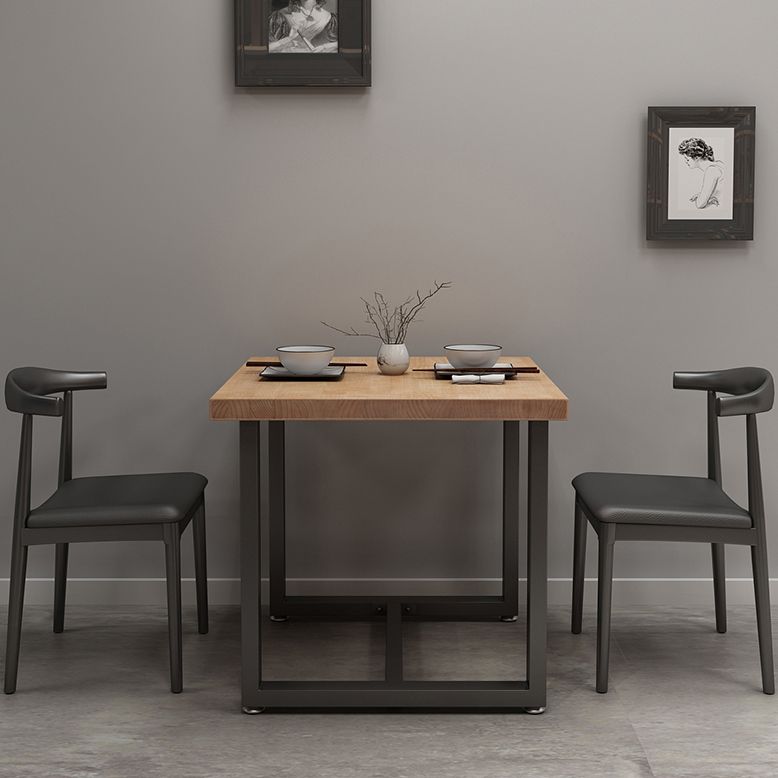 Industrial Solid Wood Dining Table Square Table in Brown with Metal Trestle Base Clearhalo ' dining_table' 'Dining Tables & Seating' 'Dining Tables' 'furn' 'furn_dining_table' 'Furniture' 'furniture_dining_table' 'Kitchen & Dining Furniture' 'kitchen&dining_furn' 'kitchen' 'kitchen_dining_table' 1200x1200_039ecd96-2972-4e86-aa1f-ad5a6ecc3d6c