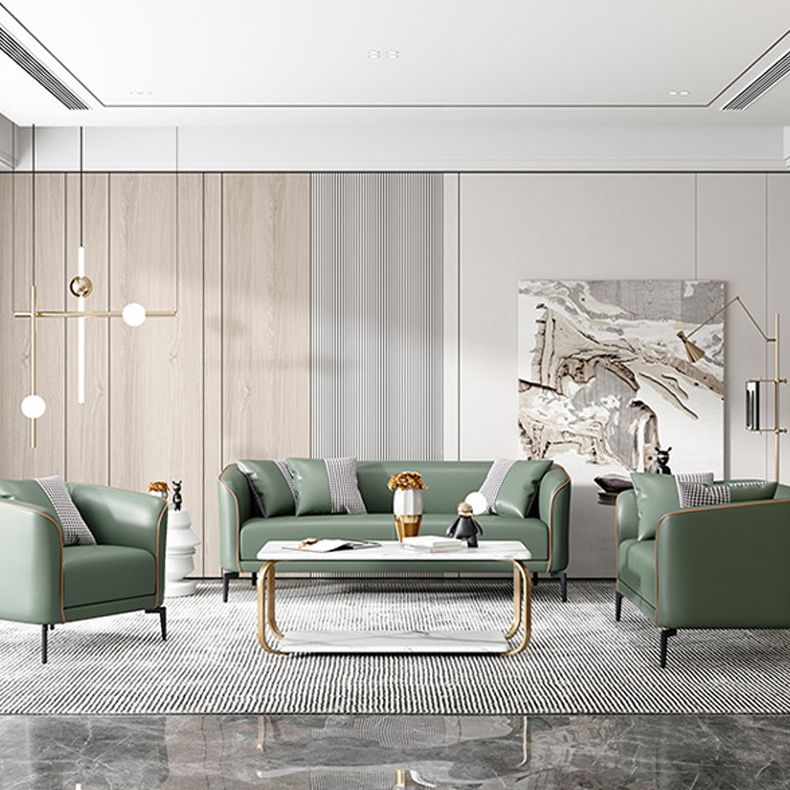 Contemporary Tuxedo Arm Sofa with Tight Back and 2 Pillows for Apartment