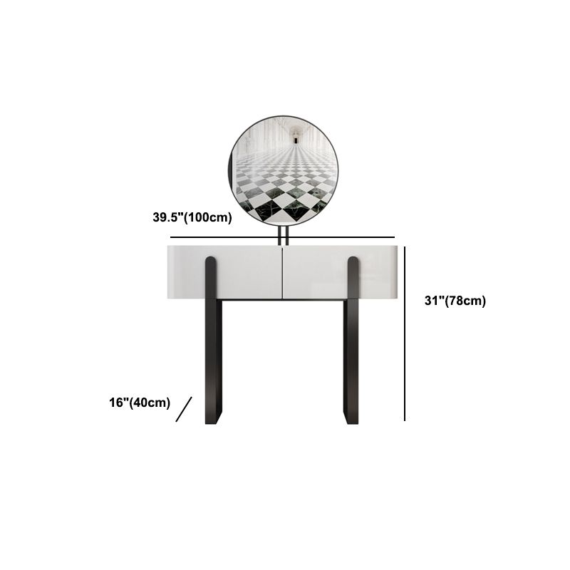 Vanity Metal and Stone Makeup Dressing Table with 2 Drawers, 30.7" Tall Clearhalo 'Bedroom Furniture' 'furn' 'furn_makeup_vanities' 'Furniture' 'Makeup Vanities' 'makeup_vanities' 1200x1200_03a20061-a381-42a0-99c7-8dc8b41f76cf