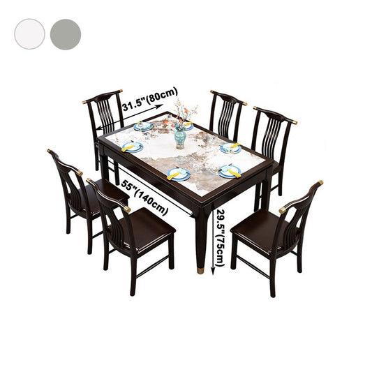 Rectangle Shape Dining Table Sintered Stone Table Mid-Century with 4 Legs
