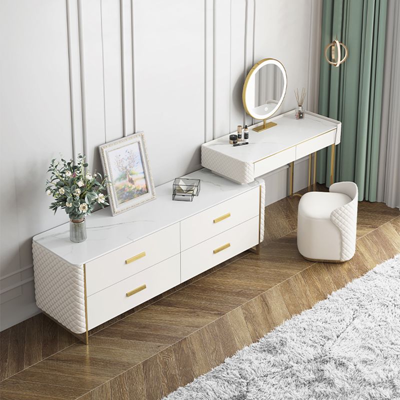 White Make-up Vanity 17.71" Wide Makeup Vanity Desk Table with 6 Drawers Clearhalo 'Bedroom Furniture' 'furn' 'furn_makeup_vanities' 'Furniture' 'Makeup Vanities' 'makeup_vanities' 1200x1200_03a3e90b-3df3-41f2-b66f-dc3d3260c262