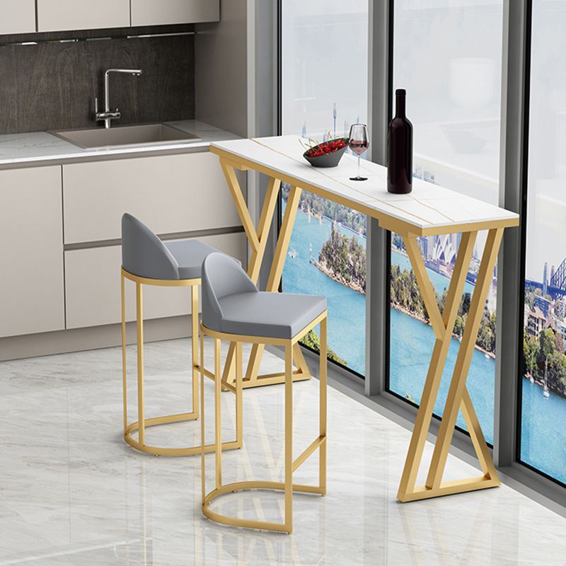 Glam Rectangle Indoor Bar Dining Table Stone Bistro Table with Double Pedestal Clearhalo 'Bar Furniture' 'Bar Tables' 'bar_tables' 'furn' 'furn_bar_tables' 'Furniture' 'furniture_bar_tables' 'Kitchen & Dining Furniture' 'kitchen&dining_furn' 'kitchen' 1200x1200_03a47811-438f-4abd-990c-362231371396