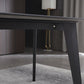 Table à manger noire rectangle industrielle en pierre fritrée avec 4 jambes