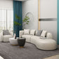 White Curved Seating Tight Back Tuxedo Arm Sofa for Living Room