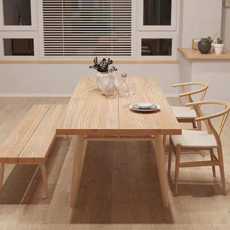 Mesa de comedor de rectángulo de madera natural Ceniza Mesa moderna con 4 patas