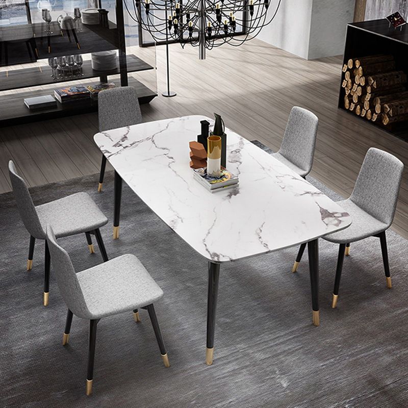 Glam Style Sintered Stone Dining Set Rectangle 1/2/4/6/7 Pieces Dining Set Clearhalo 'Dining Room Sets' 'Dining Tables & Seating' 'dining_room_set' 'furn' 'furn_dining_room_set' 'Furniture' 'Kitchen & Dining Furniture' 1200x1200_03aaa15d-7f88-4404-b48b-020caae9a25d