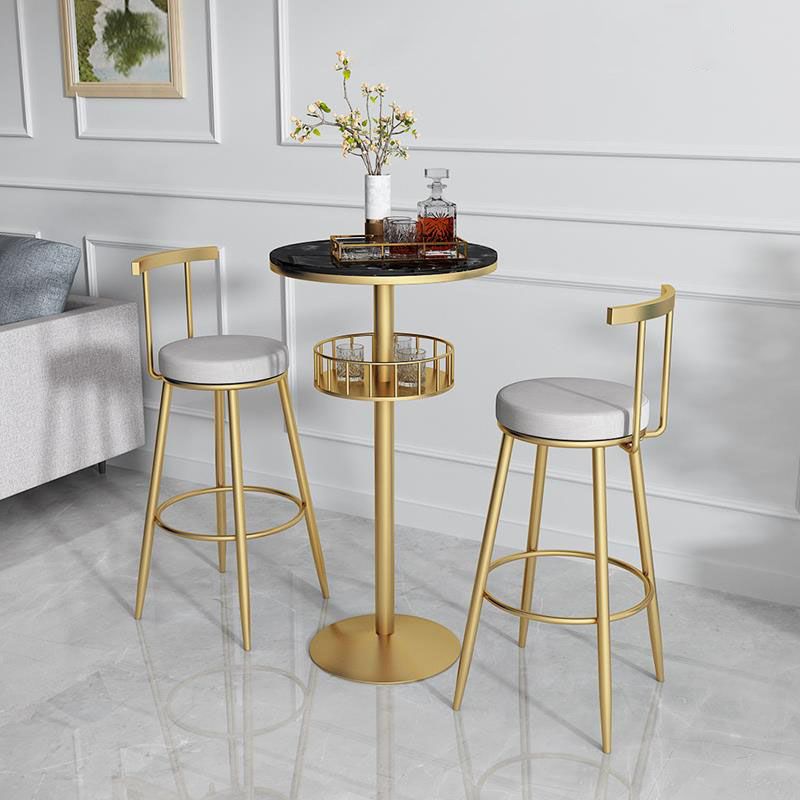 Polished Finish Marble Top Bar Table Glam Metal Frame Pub Table Clearhalo 'Bar Furniture' 'Bar Tables' 'bar_tables' 'furn' 'furn_bar_tables' 'Furniture' 'Kitchen & Dining Furniture' 1200x1200_03ab5b8a-44ed-4c74-adba-b0f42c10507e