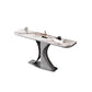 Glam Stone End Table Half Moon Console Accent Table for Hall