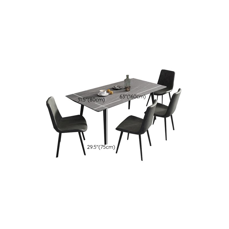 Modern Standard Height Furniture 5/7 Pcs Stone Rectangle Table with Upholstered Chair Clearhalo 'Dining Room Sets' 'Dining Tables & Seating' 'dining_room_set' 'furn' 'furn_dining_room_set' 'Furniture' 'Kitchen & Dining Furniture' 1200x1200_03af2ccc-63c6-460c-bc8f-21602a85e00a