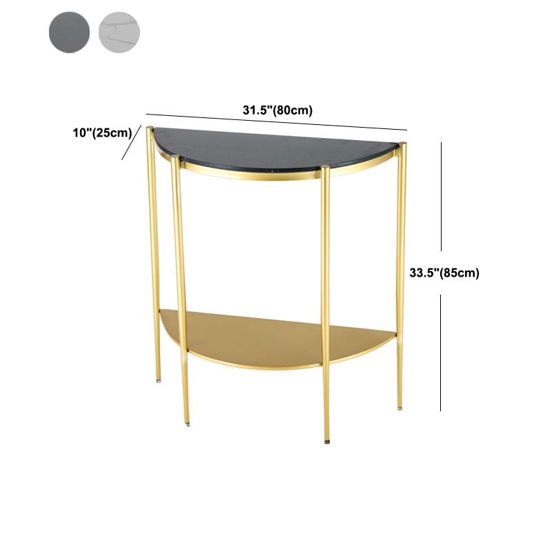 Tavolino console in marmo glam mezza luna 4 gambe accento tavolo per hall