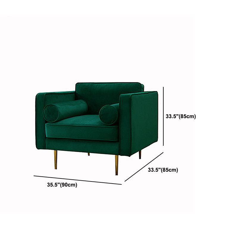 タキシードアームソファモダンスタイルの緑のベルベットソファが金属脚