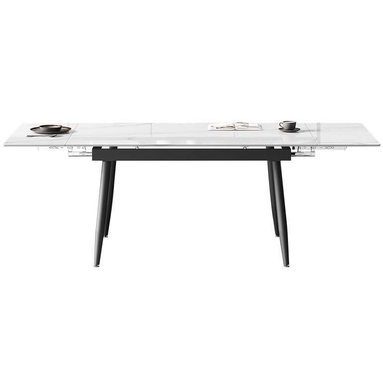 Modern Style White Dining Table Rectangle Sintered Stone Drop-Leaf Dining Table with 4 Legs Clearhalo ' dining_table' 'Dining Tables & Seating' 'Dining Tables' 'furn' 'furn_dining_table' 'Furniture' 'furniture_dining_table' 'Kitchen & Dining Furniture' 'kitchen&dining_furn' 'kitchen' 'kitchen_dining_table' 1200x1200_03b208fd-1c7a-473b-a88f-8c31bab04291