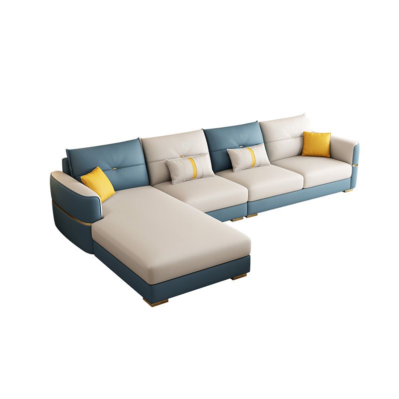 Sqaure Arm Tufted Back Sectional Luxurious 4-seat Sectional Sofa Clearhalo 'furn' 'furn_sectionals' 'Furniture' 'Living Room Furniture' 'Sectionals' 1200x1200_03b2a874-4368-45dd-a708-3a0a0cb4887d
