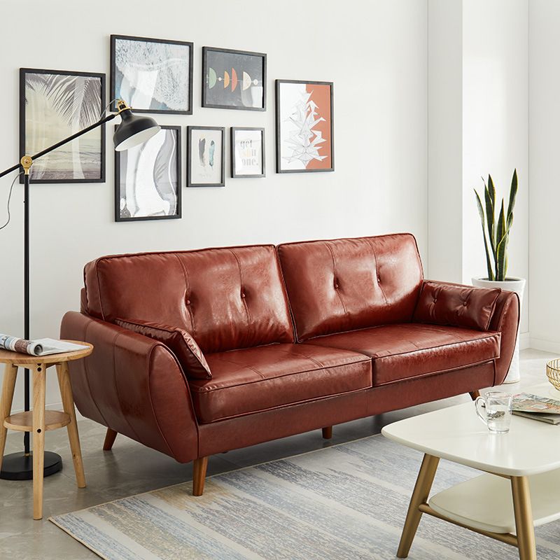Contemporary Faux Leather Sofa Flared Arm Button-tufted Loose Back Sofa for Living Room Clearhalo 'furn' 'furn_sofas' 'Furniture' 'furniture_sofas' 'kitchen' 'kitchen_sofas' 'Living Room Furniture' 'Sofa' 'sofas' 1200x1200_03b4863b-393e-4d6f-ac9f-e3a6d63e2880