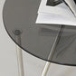Contemporary Grey Round Glass Coffee Table with Metal 3 Legs