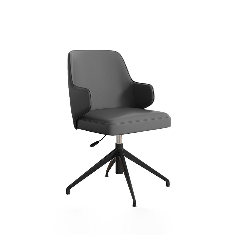 Chaise de bureau en cuir à bras fixe chaise de tâche d'image en acier inoxydable avec 4 jambes