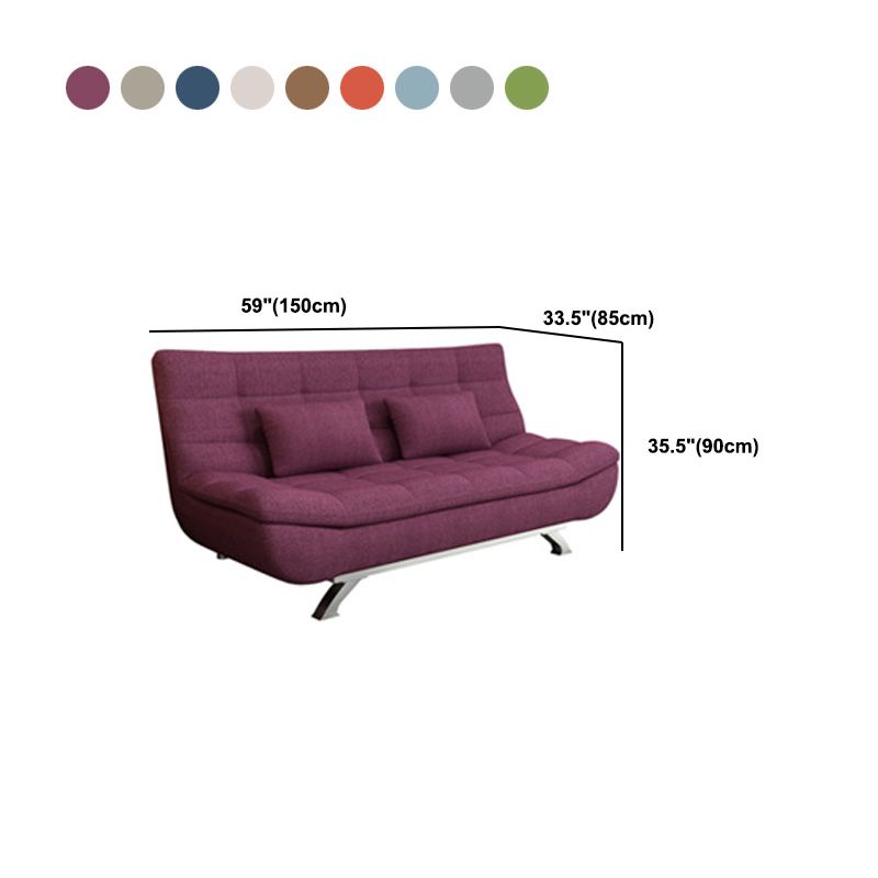 Contemporary Linen Armless Sleeper Sofa Convertible Sofa for Living Room