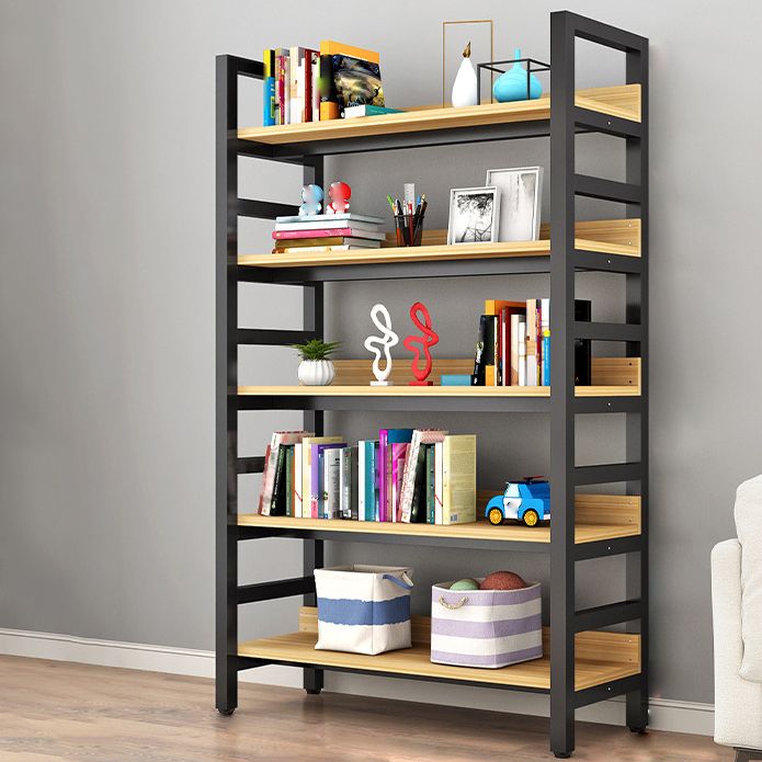 Modern Style Bookshelf Black Frame and Wood Bookcase for Office Clearhalo 'Bookcases' 'furn' 'furn_bookcases' 'Furniture' 'Office Furniture' 1200x1200_03b92be0-85b1-4f1e-bcd3-d2bb24d2b6f3