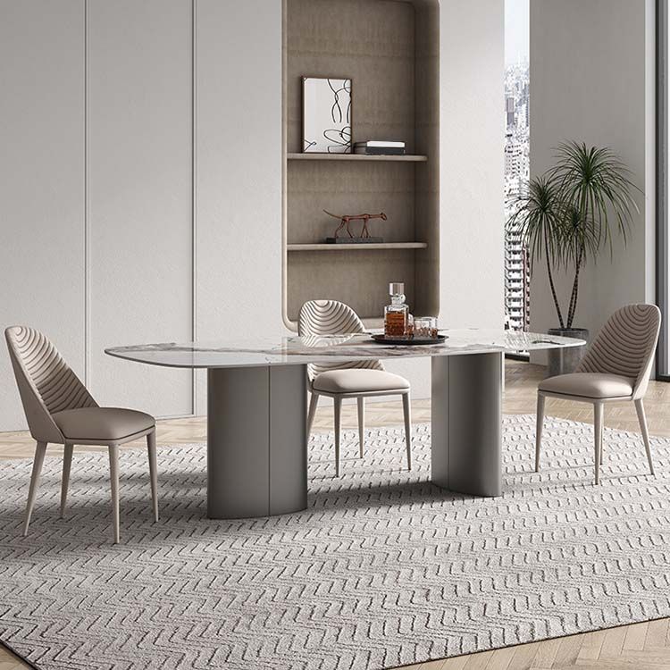Modern Sintered Stone Dining Table Rectangle Table with Metal Legs for Home Use Clearhalo 'Dining Tables & Seating' 'Dining Tables' 'dining_table' 'furn' 'furn_dining_table' 'Furniture' 'Kitchen & Dining Furniture' 1200x1200_03bb6d39-4ab9-42ae-806e-5223f3c5d3e8