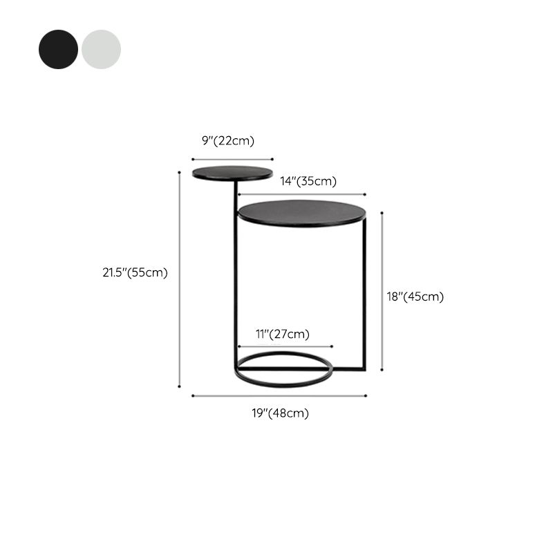 Tavolo di accento metallico comodino tavolo da notte contemporanea in bianco/nero