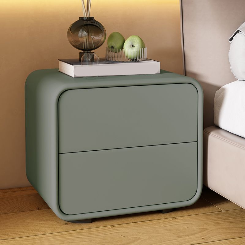 Mesa de 2 cajones de estilo contemporáneo Marco de madera maciza de cuero Nightsand