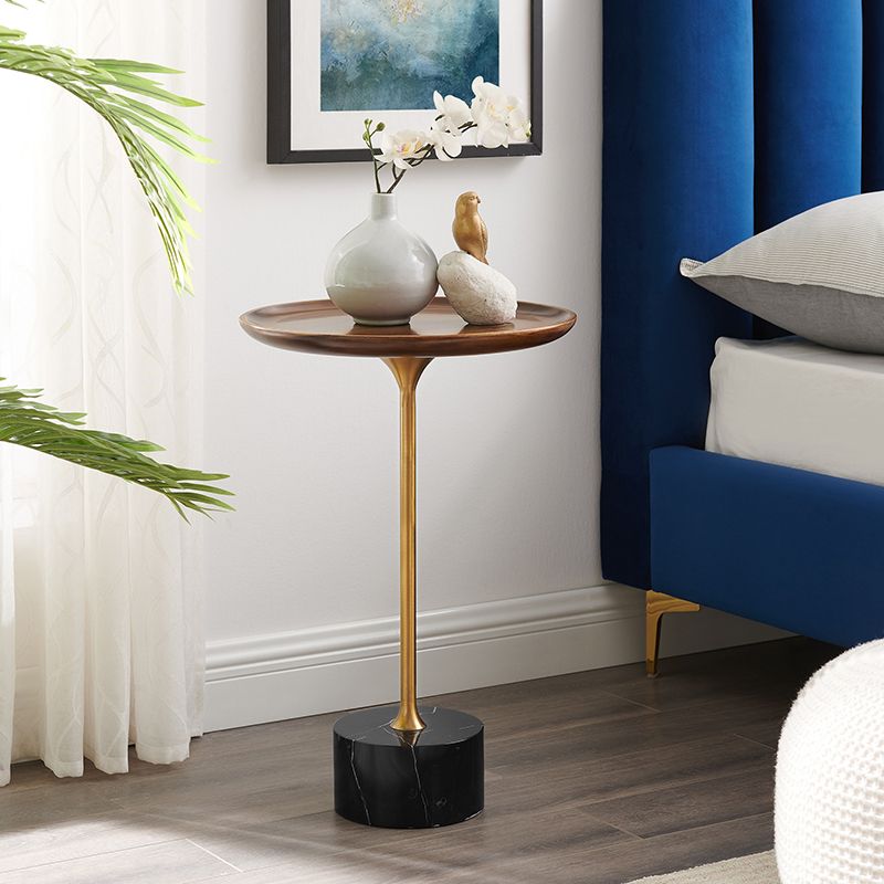 Pedestal Design Cocktail Table Brown Wood Top Marble Pedestal Coffee Table Clearhalo 'Coffee & Accent Tables' 'End & Side Tables' 'end_side_table' 'end_side_tables' 'furn' 'furn_end_side_tables' 'Furniture' 'furniture_end_side_table' 'Living Room Furniture' 1200x1200_03be63f5-e271-4668-9de3-d57e6cae6dab