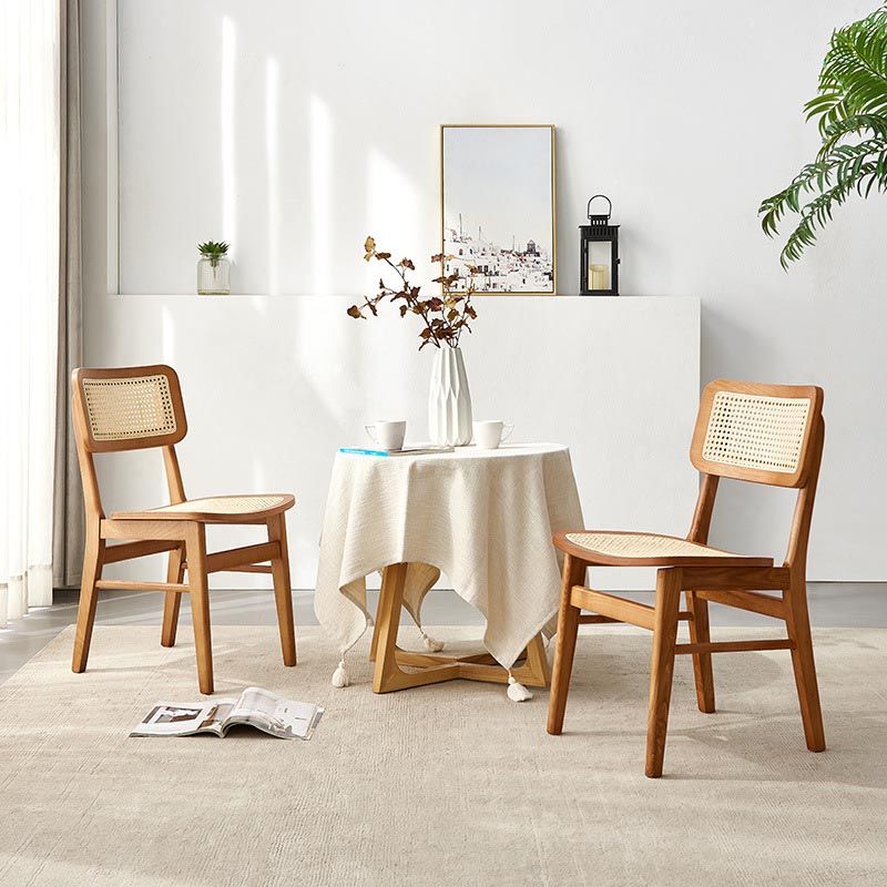 Solid Wood Side Chair Traditional Rattan Dining Chair with Wood Base Clearhalo 'Dining Chairs' 'Dining Tables & Seating' 'dining_chair' 'furn' 'furn_dining_chair' 'Furniture' 'Kitchen & Dining Furniture' 1200x1200_03be743a-b2d0-4b9b-a5b8-9a5622f118a7