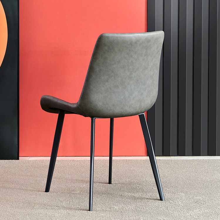 Upholstered Armless Dining Chairs Leather Solid Back Side Chairs with Metal Legs Clearhalo ' kitchen&dining_furn' 'Dining Chairs' 'Dining Tables & Seating' 'dining_chair' 'furn' 'furn_dining_chair' 'Furniture' 'furniture_dining_chair' 'Kitchen & Dining Furniture' 'kitchen' 1200x1200_03be951a-2ad2-42b6-a088-bbe3aea1a783