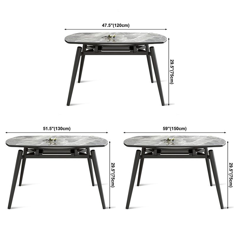 Modern Style Sintered Stone Dining Table Gray Round Drop-Leaf Table with 4 Legs Clearhalo ' dining_table' 'Dining Tables & Seating' 'Dining Tables' 'Furniture' 'furniture_dining_table' 'Kitchen & Dining Furniture' 'kitchen&dining_furn' 'kitchen' 'kitchen_dining_table' 1200x1200_03bee643-eb33-42c4-b551-d828efacf541