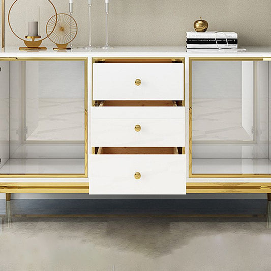 Glam Sideboard Buffet Mirrored 3 Drawers and 2 Doors Cabinets Buffet Sideboard Clearhalo 'buffet_sideboard' 'Buffets & Sideboards' 'furn' 'furn_buffet_sideboard' 'Furniture' 'Kitchen & Dining Furniture' 1200x1200_03bf0dec-2460-4a93-a2c5-7f81c414668c