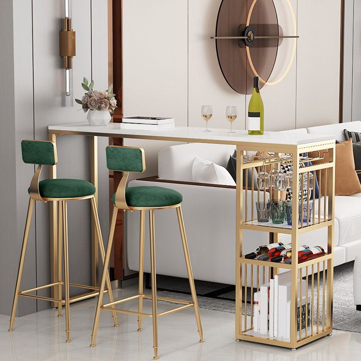 Low Back Bar Stool Glam Polstered Ess -Stuhl mit Metallbasis
