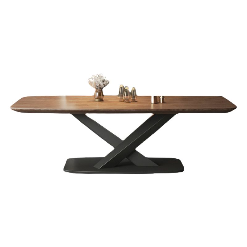 Table à manger industrielle avec plateau en bois marron, Table à manger rectangulaire pour cuisine