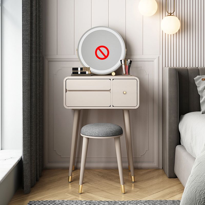 Tavolo da banco di vanità per trucco moderno con cassetto in bianco/rosa per camera da letto