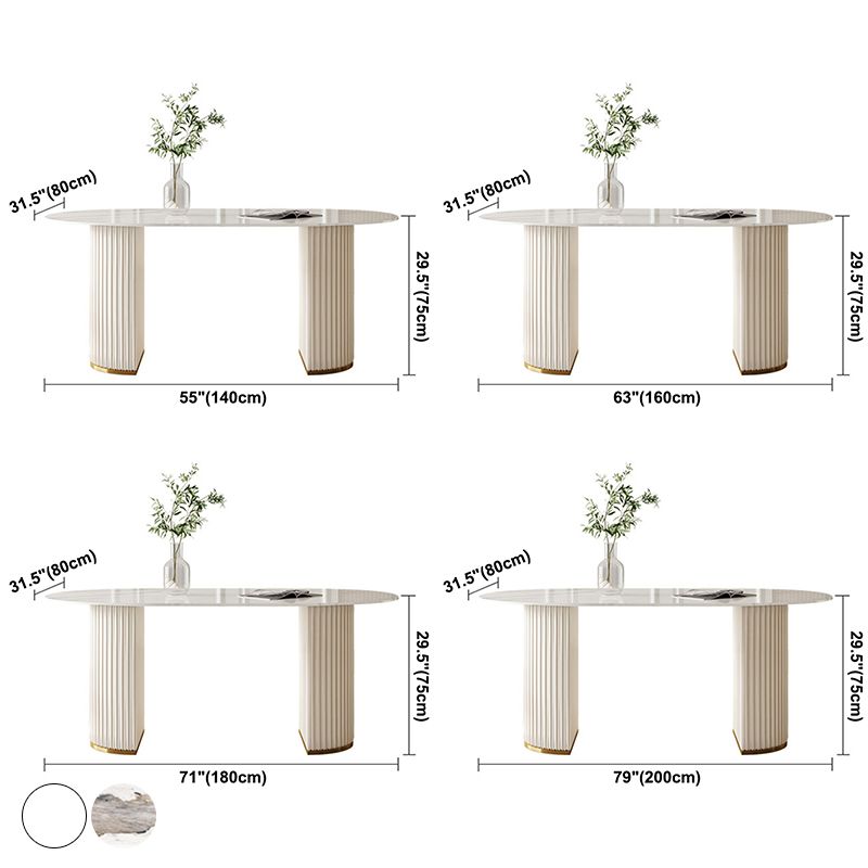 Glam Sintered Stone Dining Table Oval Shape Kitchen Dining Table with Double Pedestal Bases Clearhalo ' dining_table' 'Dining Tables & Seating' 'Dining Tables' 'furn' 'furn_dining_table' 'Furniture' 'furniture_dining_table' 'Kitchen & Dining Furniture' 'kitchen&dining_furn' 'kitchen' 'kitchen_dining_table' 1200x1200_03c38e8d-0aff-4461-b83e-754a55d09867